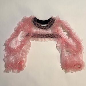 comme des garçons noir kei ninomiya pink ruffle garter top
